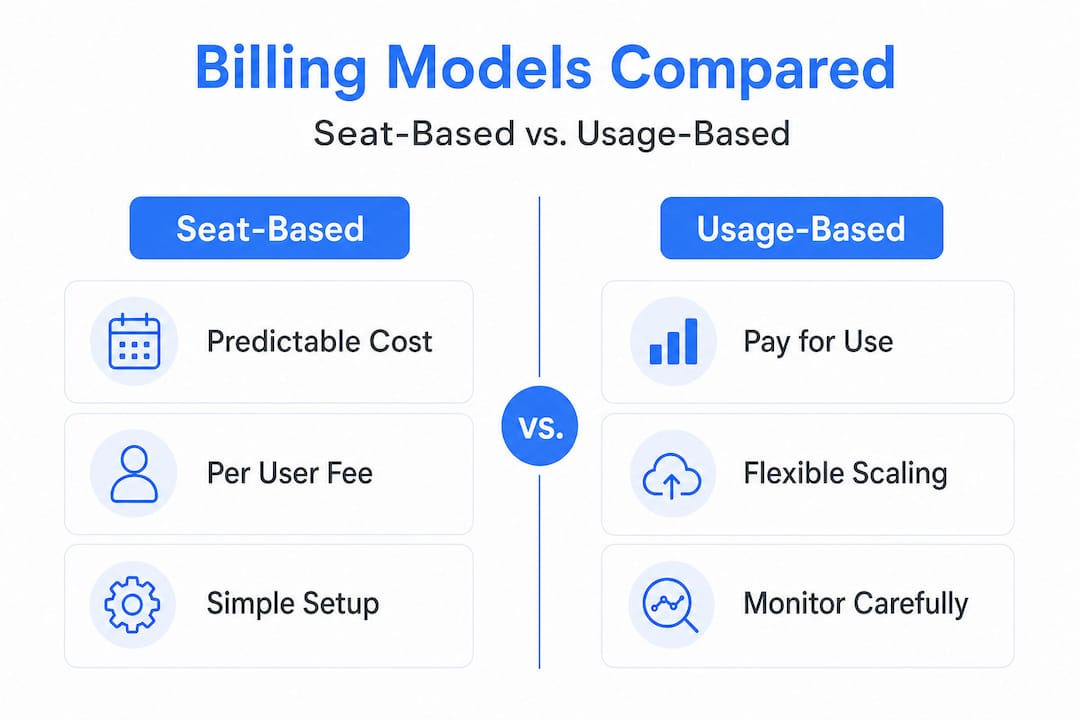 Infographic comparing seat and usage-based billing