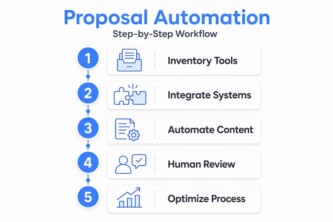 Vertical flow infographic of proposal automation steps