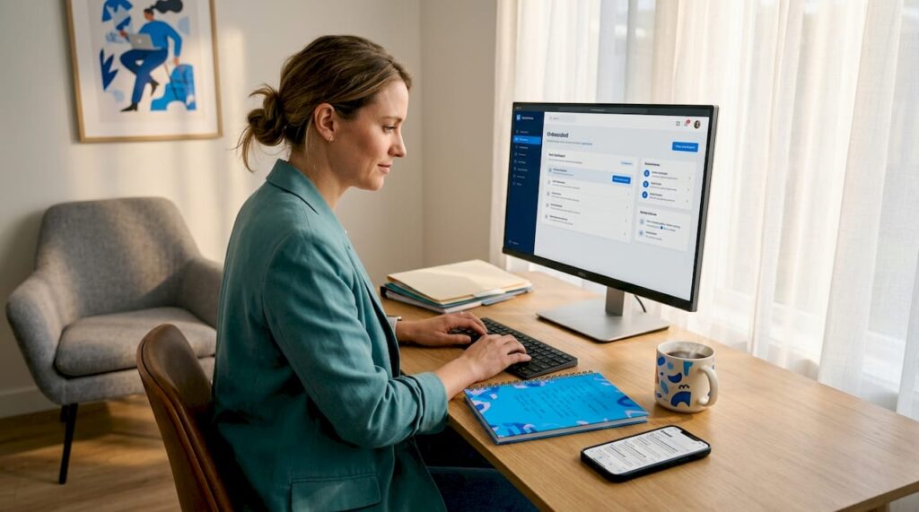 Professional woman onboarding client in office
