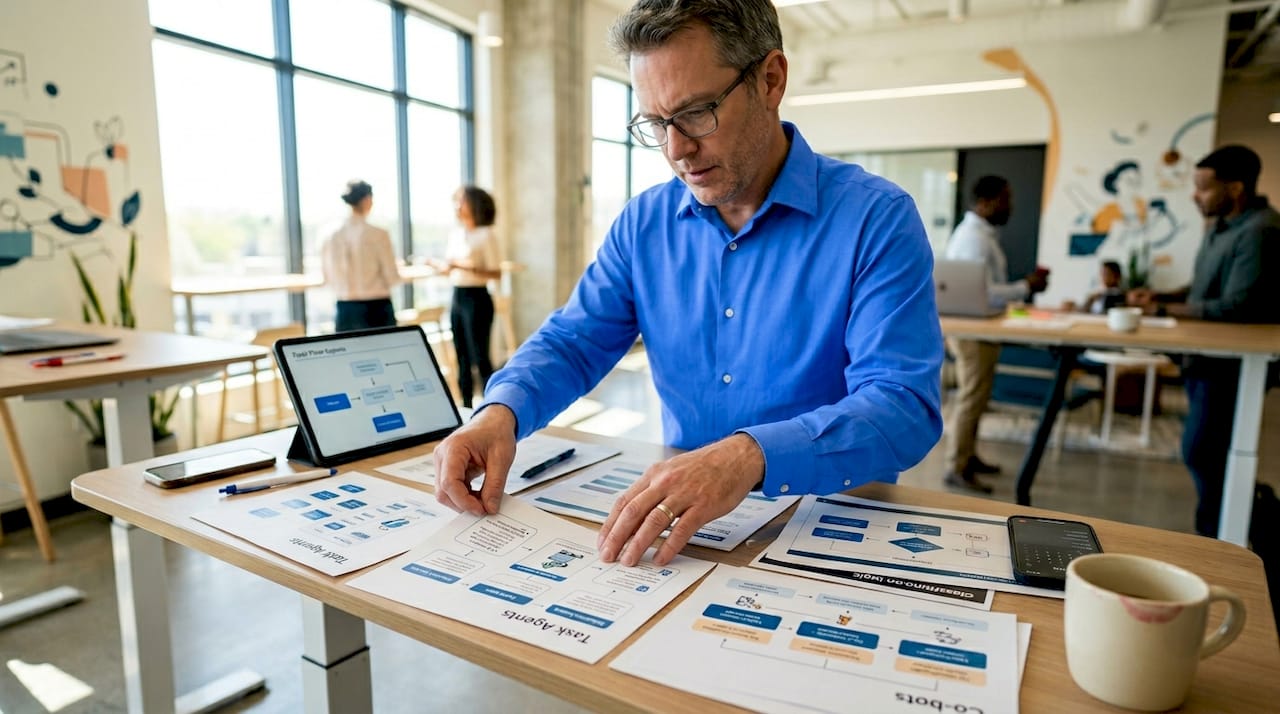 Business analyst studying AI agent classification