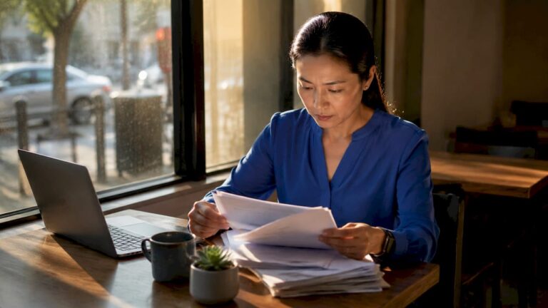 Healthcare analyst reviewing patient records