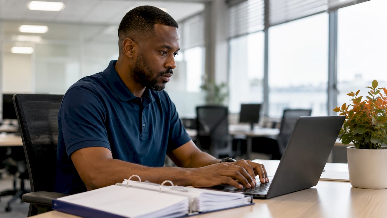 Technician typing to reduce manual errors