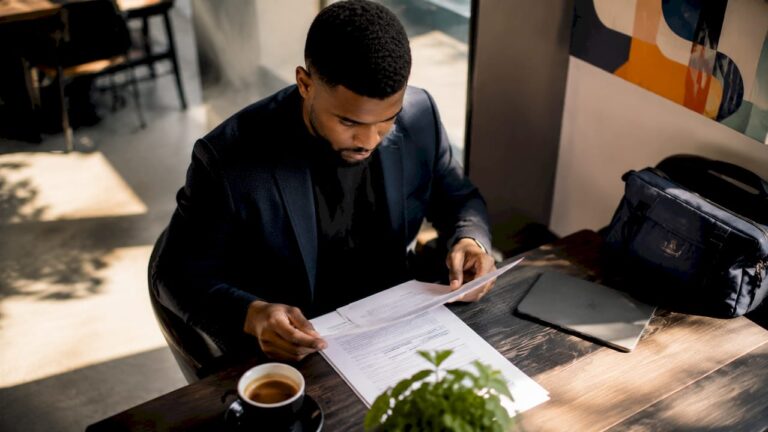 Loan officer reviewing AI loan automation documents