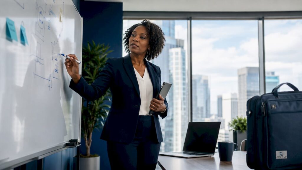 Business leader reviewing digital transformation materials