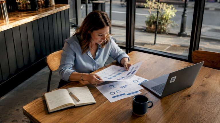 Business leader reviewing marketing automation plans